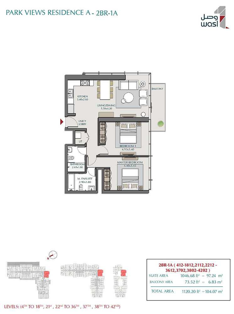 Type 1A, Levels 4th to 18th, 21st, 22nd to 36th, 37th, 38th to 42nd